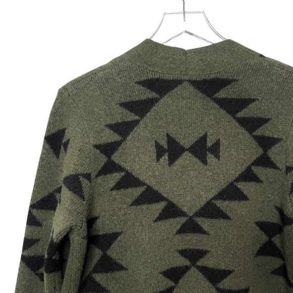 FRYE Olive Green Aztec South Western Women’s Open Cardigan Sweater Sz M - Picture 13 of 13